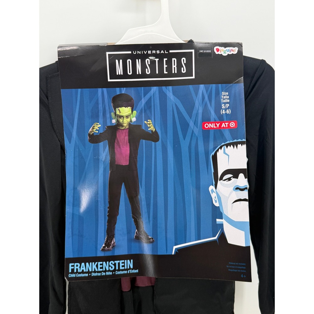 Universal Monsters Frankenstein Child Costume Disguise Size S 4-6 Jumpsuit Mask